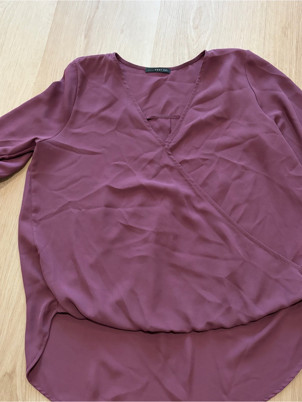 West Kei V-Neck Long Sleeve Blouse in Plum